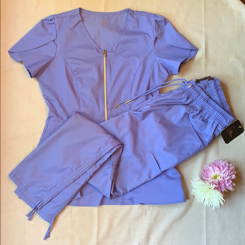 Jaanuu Tie-Hem Scrub Pant - Ceil Blue - NWT